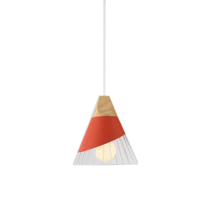 Modern Cone Pendant Light - Aluminum & Wood - Black/Blue - Ideal for Dining Table