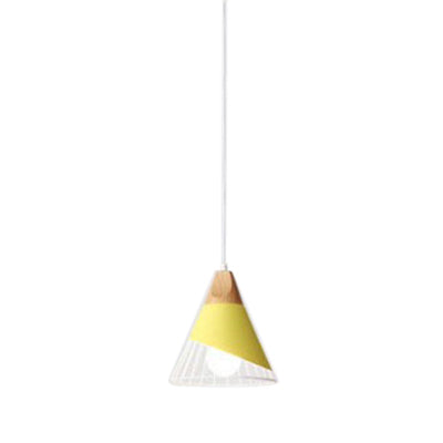 Modern Cone Pendant Light With Aluminum And Wood Design - Black/Blue Ideal For Dining Table Yellow