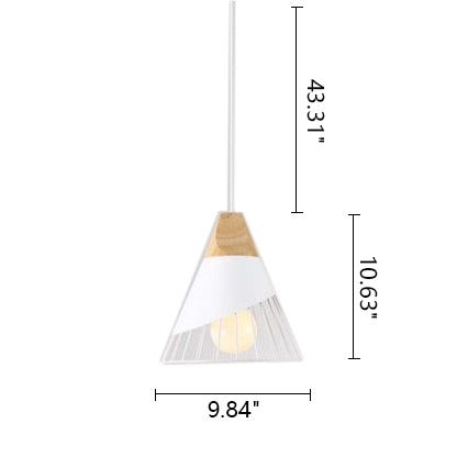 Modern Cone Pendant Light - Aluminum & Wood - Black/Blue - Ideal for Dining Table