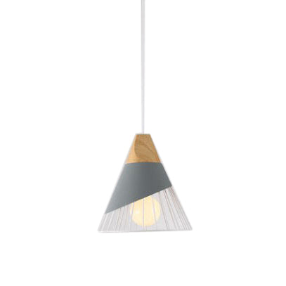 Modern Cone Pendant Light With Aluminum And Wood Design - Black/Blue Ideal For Dining Table Grey