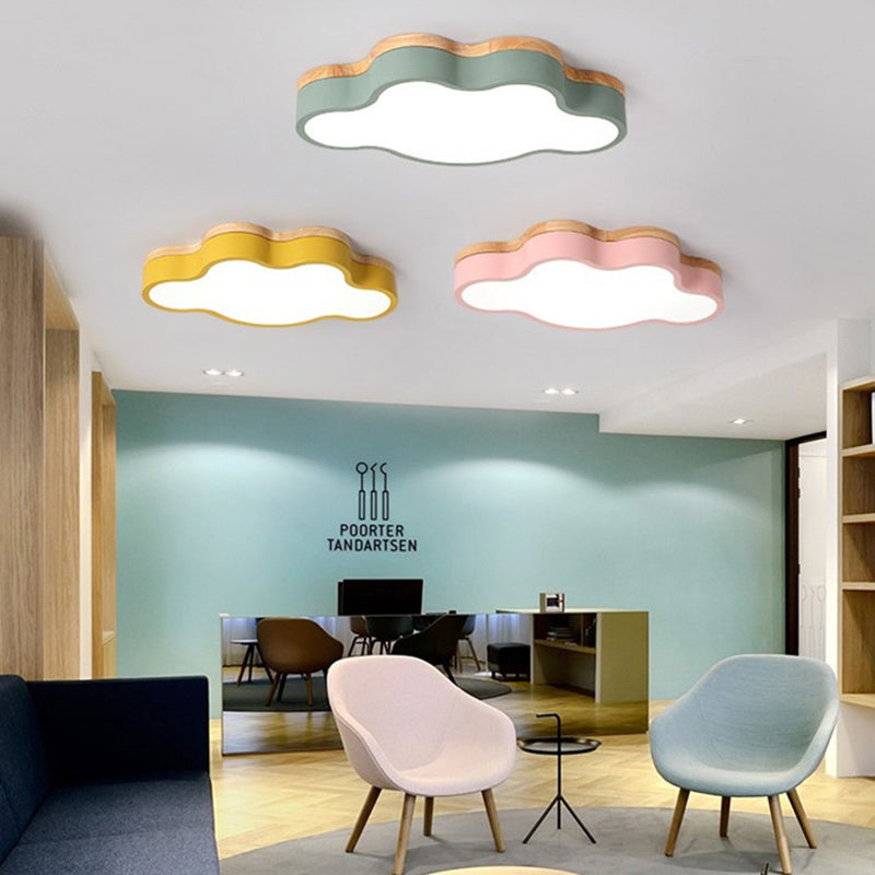 Eye-Caring LED Flush Mount Ceiling Light for Baby Bedroom - Nordic Style