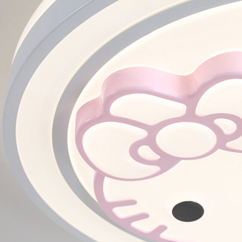 Girls Pink Cartoon LED Ceiling Lamp with Cute Pattern Acrylic Flush Mount Light