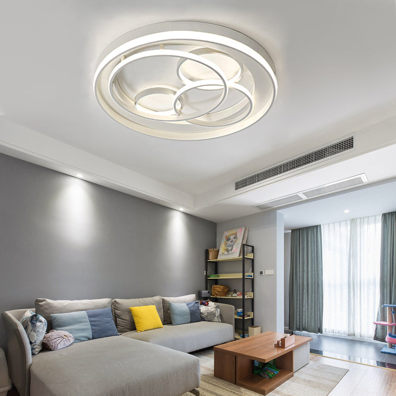 Contemporary White Flushmount LED Ceiling Light for Living Room