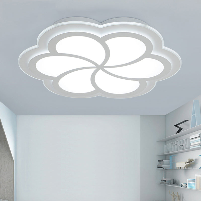 Plafonnier LED encastré en forme de fleur blanche pour balcon et porche pour enfants