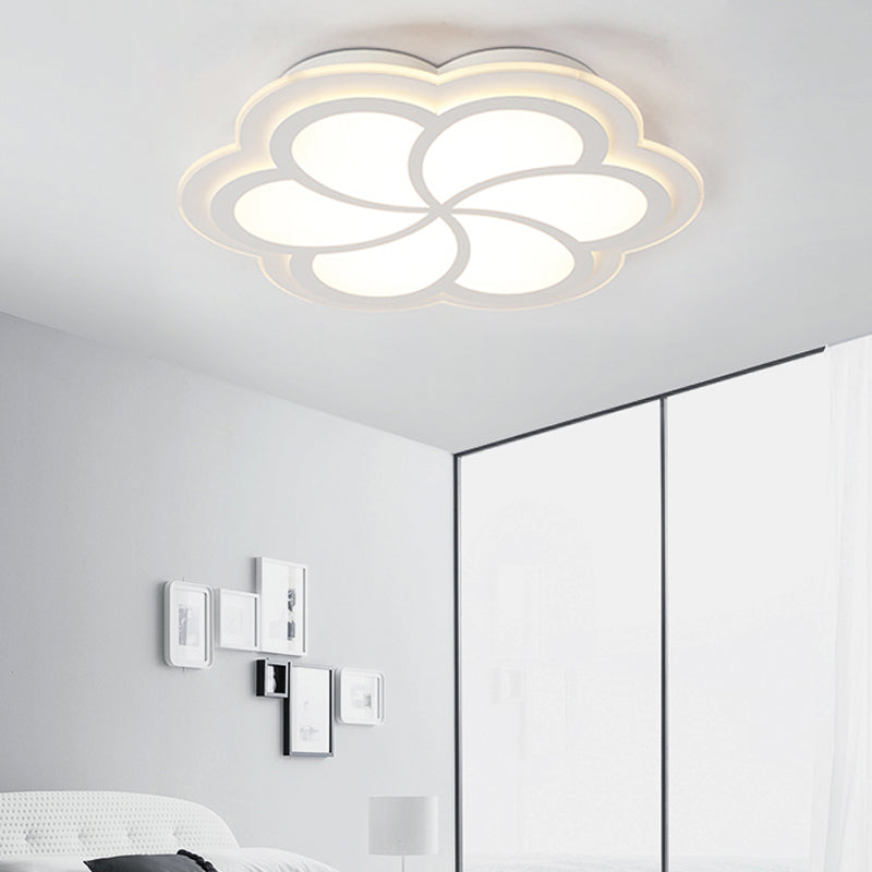 Plafonnier LED encastré en forme de fleur blanche pour balcon et porche pour enfants