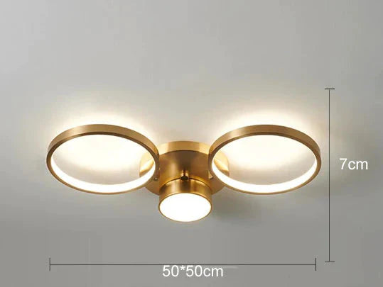 Lampe de chambre à coucher Jane en cuivre avec anneau et plafonnier à LED
