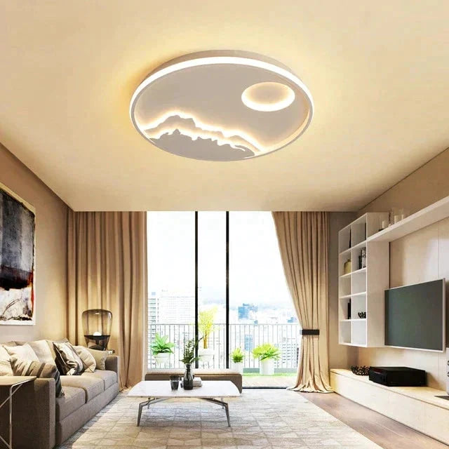 Plafonnier LED moderne au design nature lever de soleil pour salon, chambre à coucher, cuisine, salle à manger, luminaire ICFW1910