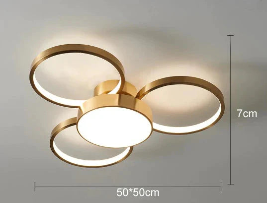 Lampe de chambre à coucher Jane en cuivre avec anneau et plafonnier à LED