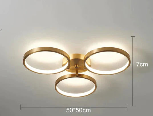 Lampe de chambre à coucher Jane en cuivre avec anneau et plafonnier à LED