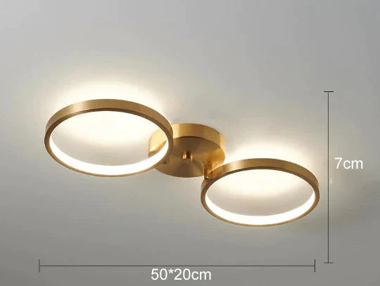 Lampe de chambre à coucher Jane en cuivre avec anneau et plafonnier à LED