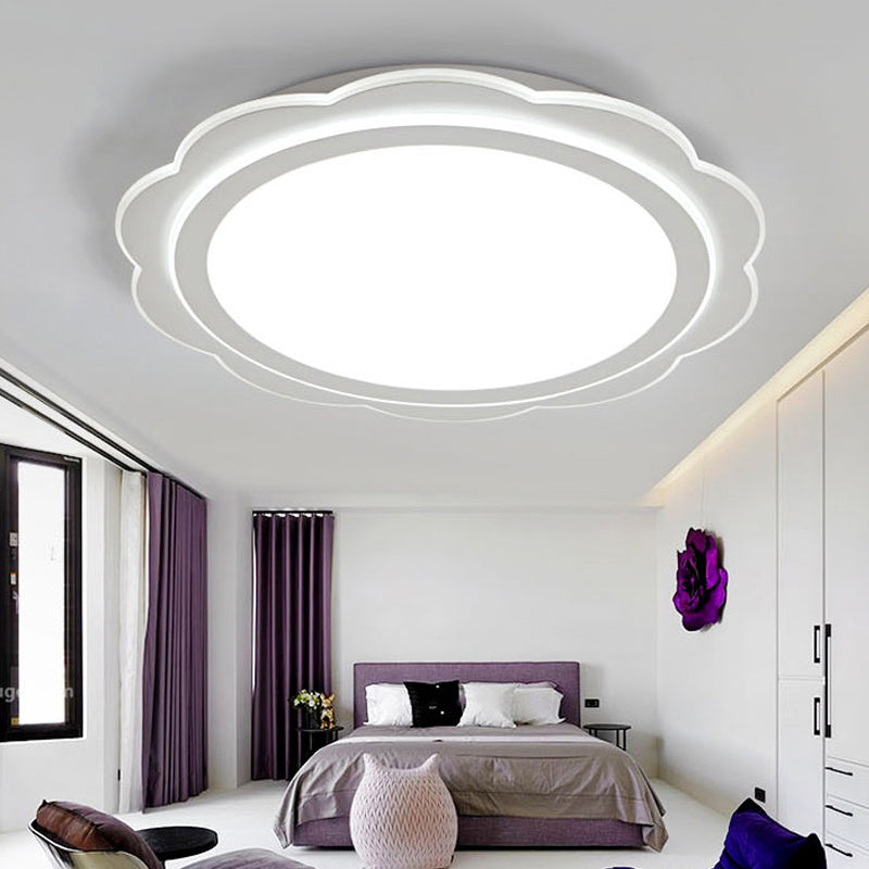 Simple Acrylic Led Flush Mount Light: White Flower Shape For Bedroom & Porch / 16