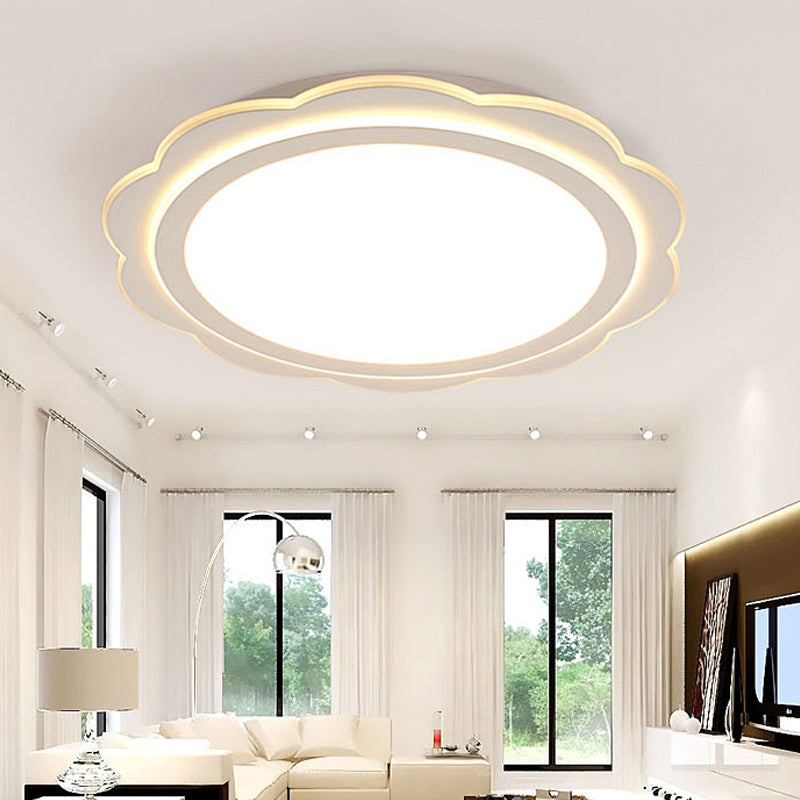 Simple Acrylic LED Flush Mount Light: White Flower Shape for Bedroom & Porch