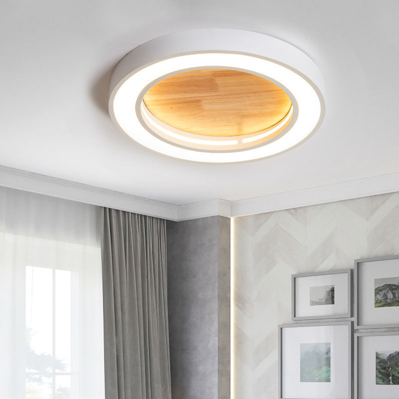 Nordic Style LED Ceiling Light for Boys Bedroom - Acrylic Wood Flushmount Fixture