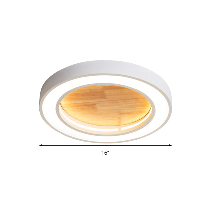Nordic Style Led Ceiling Light For Boys Bedroom - Acrylic Wood Flushmount Fixture