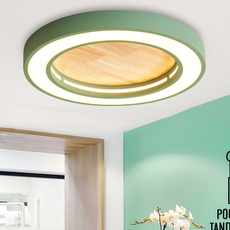 Nordic Style LED Ceiling Light for Boys Bedroom - Acrylic Wood Flushmount Fixture