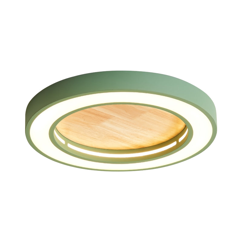 Nordic Style Led Ceiling Light For Boys Bedroom - Acrylic Wood Flushmount Fixture