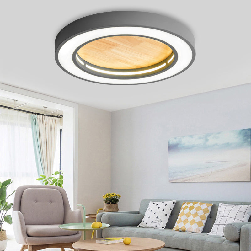 Nordic Style LED Ceiling Light for Boys Bedroom - Acrylic Wood Flushmount Fixture