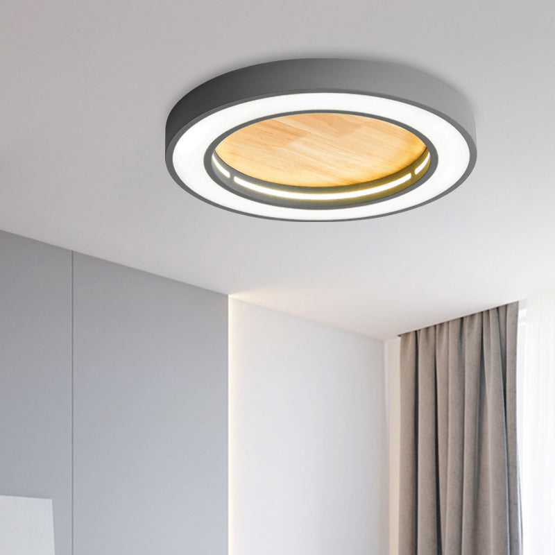 Nordic Style LED Ceiling Light for Boys Bedroom - Acrylic Wood Flushmount Fixture