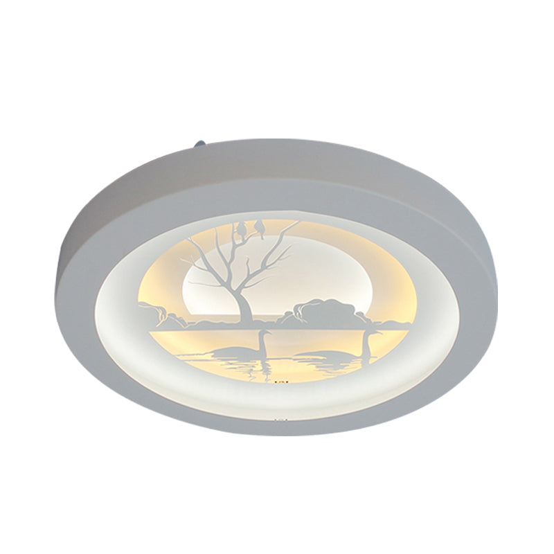Nordic White LED Circular Flush Ceiling Light for Living Room