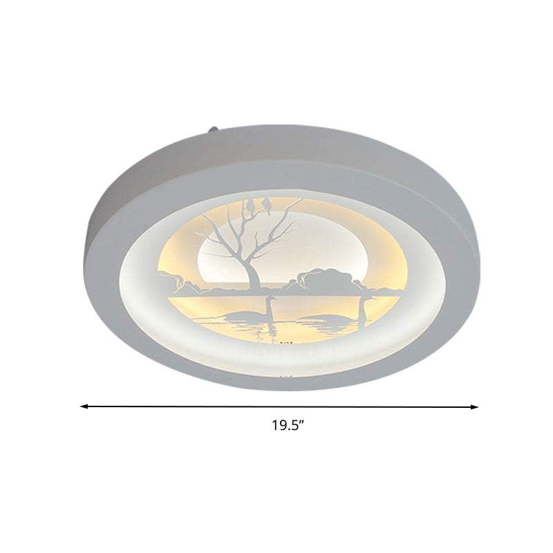 Nordic White LED Circular Flush Ceiling Light for Living Room