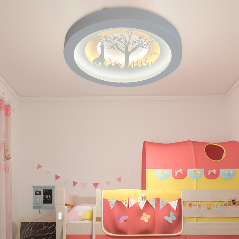 Nordic White LED Circular Flush Ceiling Light for Living Room
