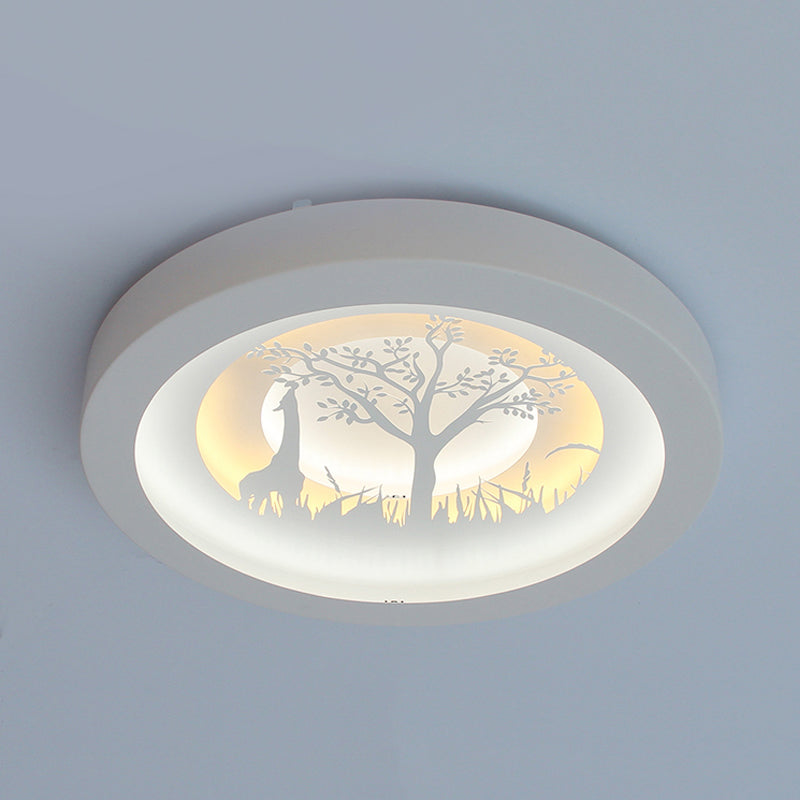 Nordic White LED Circular Flush Ceiling Light for Living Room