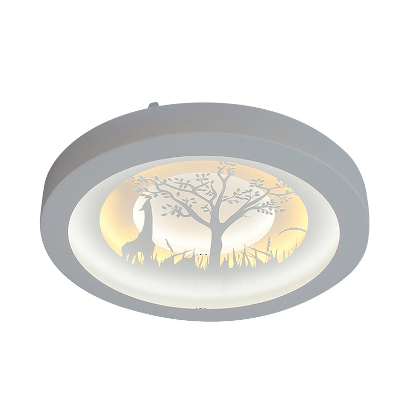 Nordic White LED Circular Flush Ceiling Light for Living Room