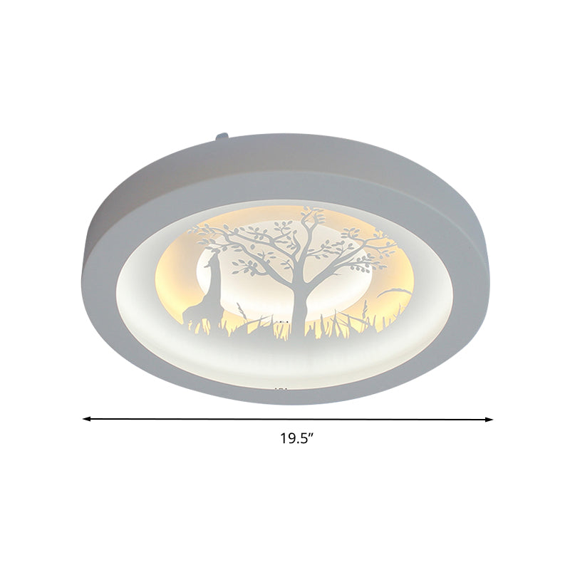 Nordic White LED Circular Flush Ceiling Light for Living Room