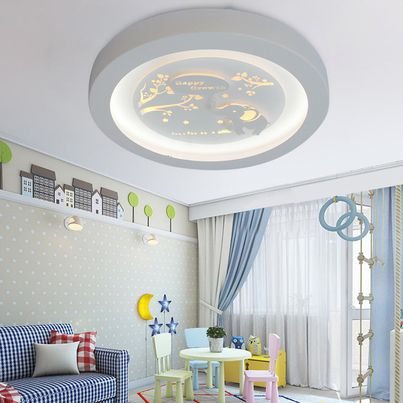 Nordic White LED Circular Flush Ceiling Light for Living Room