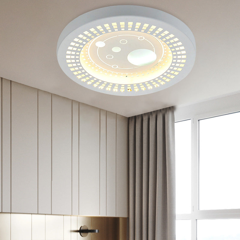 Modern White Circle Shade Ceiling Light - Acrylic Flush Mount for Hallway