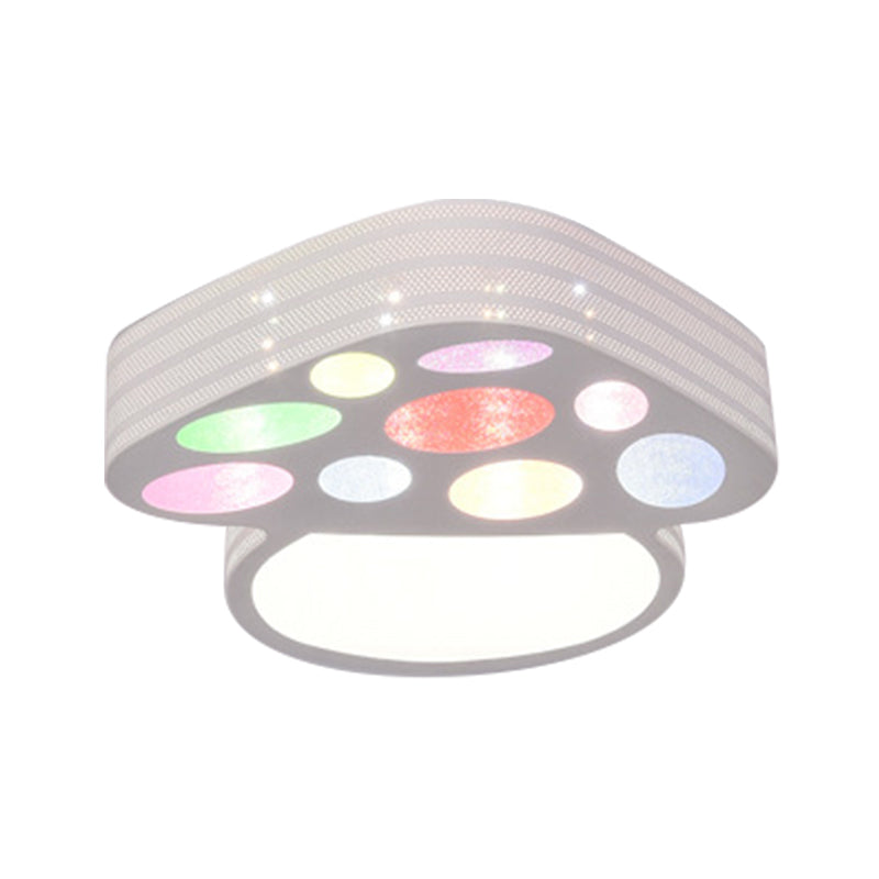 Mushroom Cartoon Ceiling Light: Kid's Bedroom Flush Mount in White