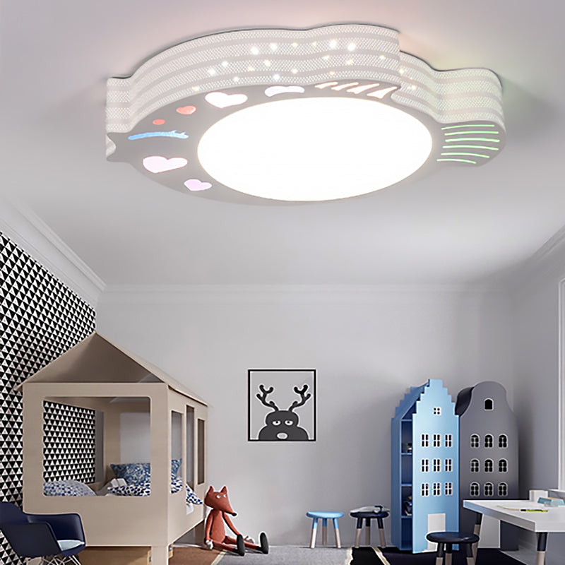 Modern White Acrylic Round Flush Mount Ceiling Light for Bedroom