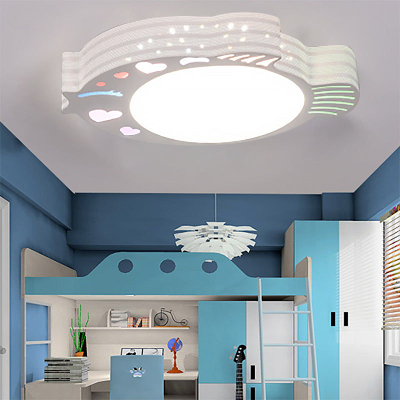 Modern White Acrylic Round Flush Mount Ceiling Light For Bedroom