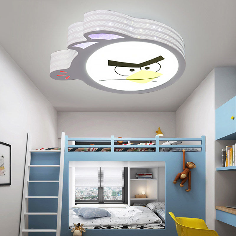 Kid's Cartoon Flush Mount Ceiling Light: Modern Acrylic Fixture in White