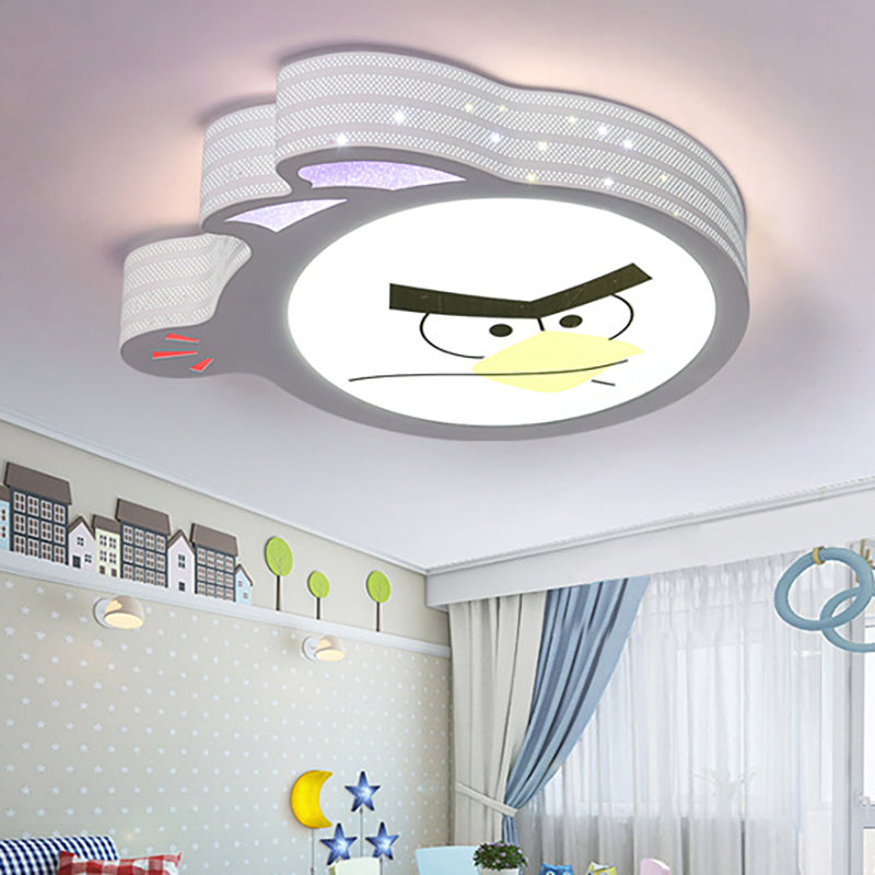 Kid's Cartoon Flush Mount Ceiling Light: Modern Acrylic Fixture in White