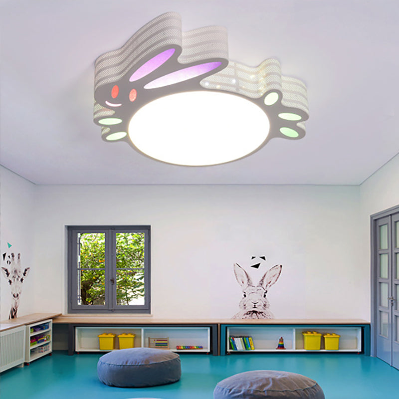 Kid's Cartoon Flush Mount Ceiling Light: Modern Acrylic Fixture in White