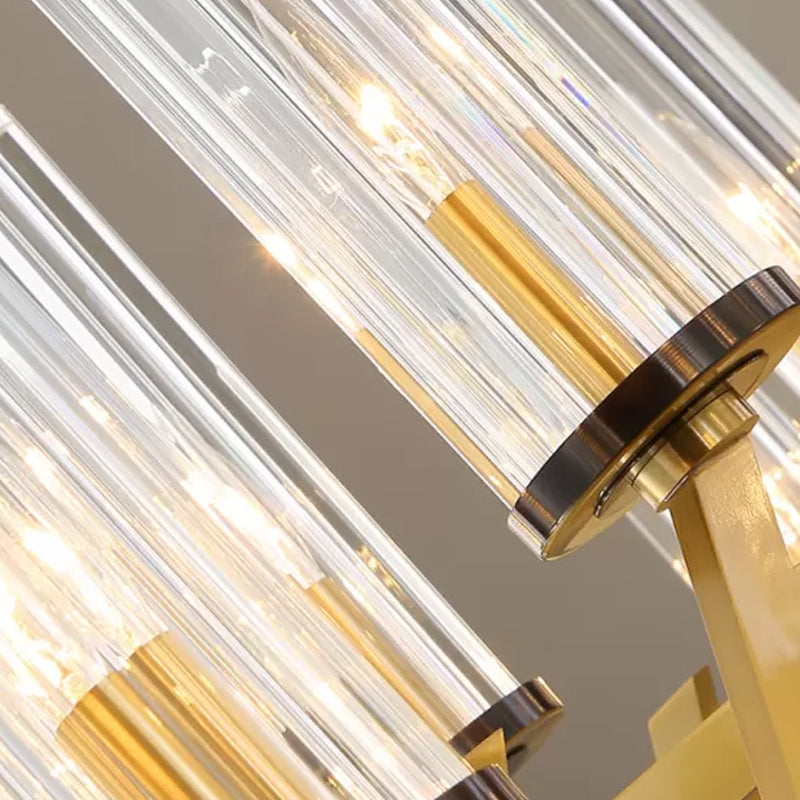 Lustre moderne en laiton avec prisme en verre transparent pour chambre à coucher