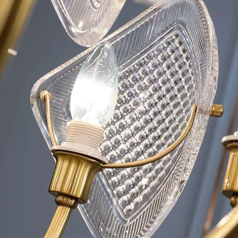 Lustre de salon moderne en forme de losange - Élégante suspension en verre à 12/15/18 ampoules en laiton