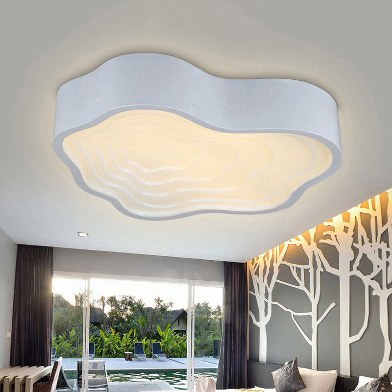 White Nordic Acrylic Flush Mount Ceiling Light for Wave Living Room