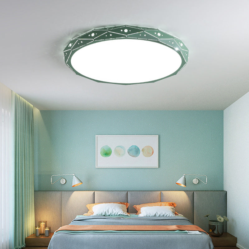 Nordic LED Flushmount Round Ceiling Light with Laser-Cut Design and Acrylic Shade