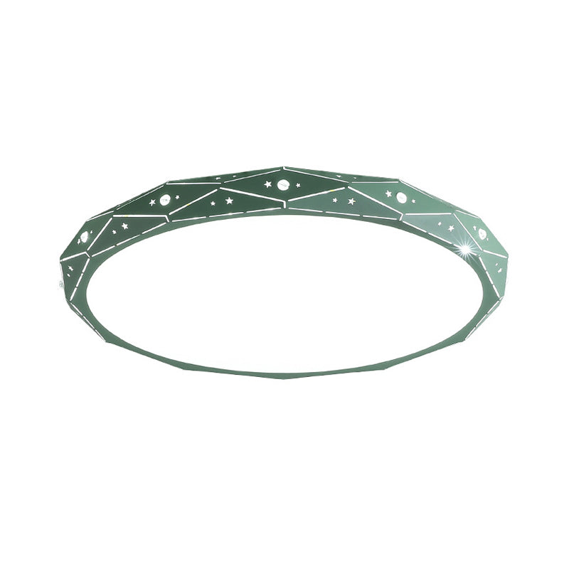 Nordic Led Flushmount Round Ceiling Light With Laser-Cut Design And Acrylic Shade