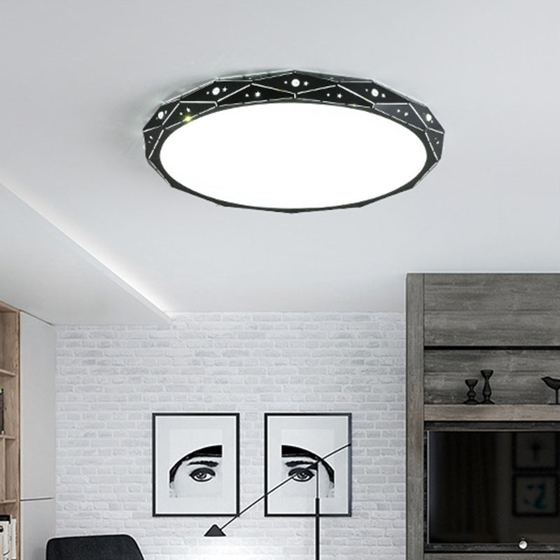 Nordic LED Flushmount Round Ceiling Light with Laser-Cut Design and Acrylic Shade