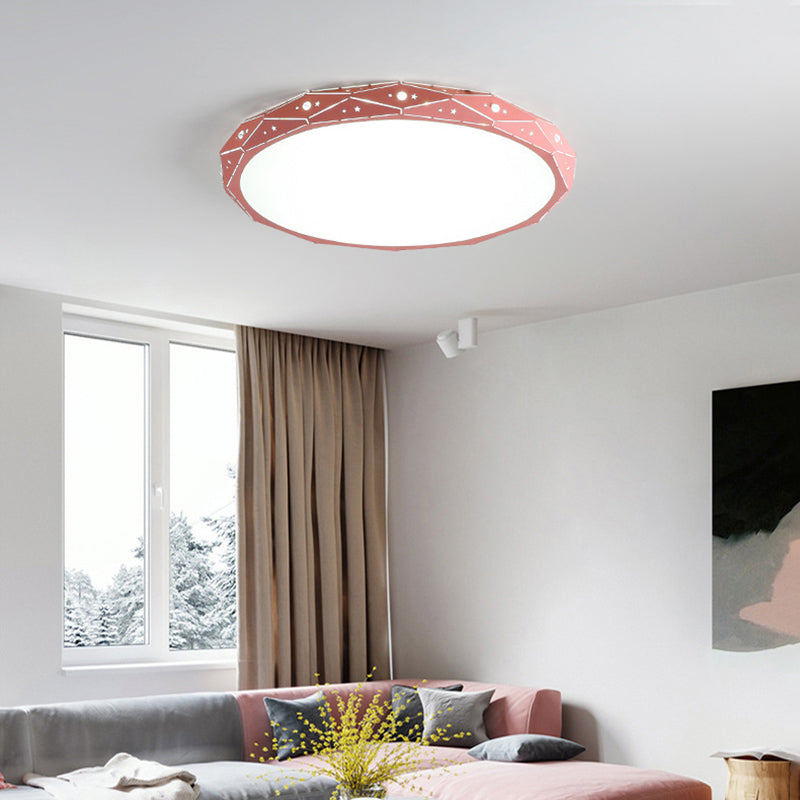 Nordic LED Flushmount Round Ceiling Light with Laser-Cut Design and Acrylic Shade