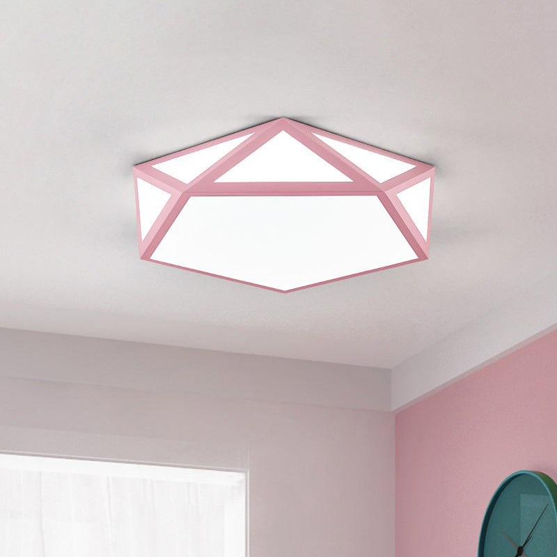 Simplicity LED Acrylic Pentagon Flush Mount Light Fixture for Bedroom Ceiling