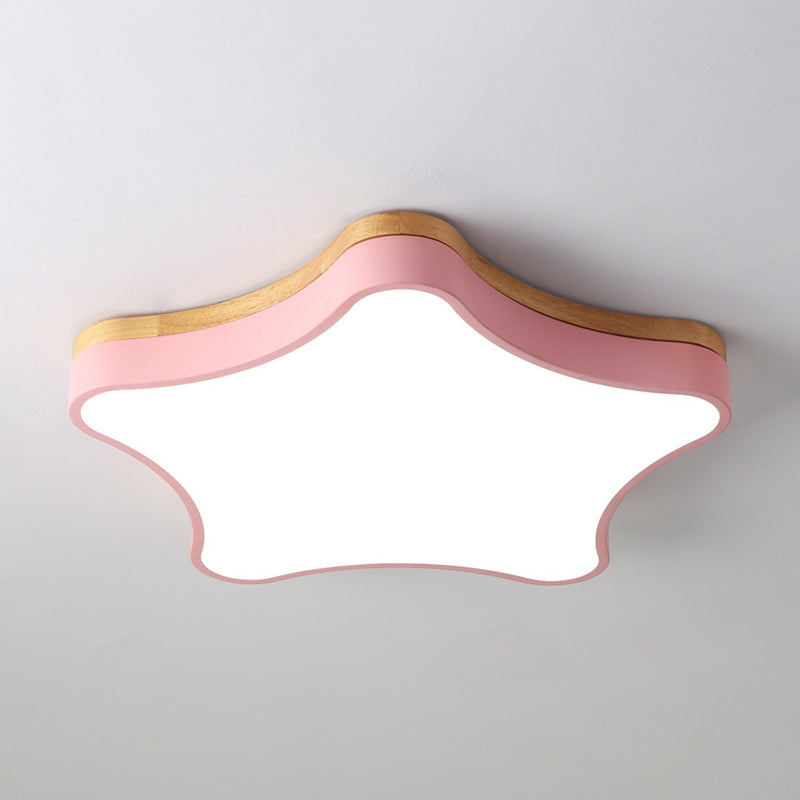 Plafonnier LED encastré pour chambre à coucher Star Girls avec plaque arrière contemporaine en acrylique et bois