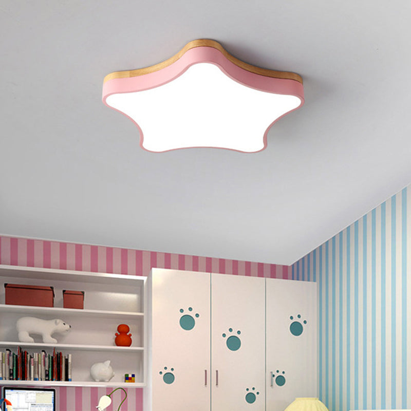 Plafonnier LED encastré pour chambre à coucher Star Girls avec plaque arrière contemporaine en acrylique et bois