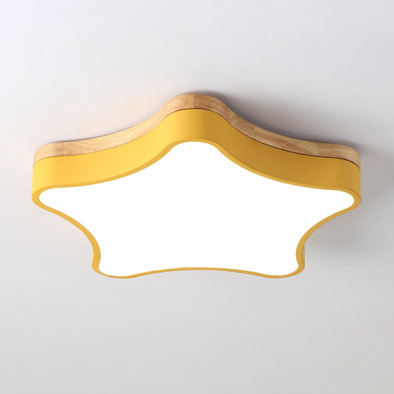 Plafonnier LED encastré pour chambre à coucher Star Girls avec plaque arrière contemporaine en acrylique et bois