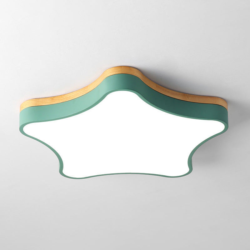 Plafonnier LED encastré pour chambre à coucher Star Girls avec plaque arrière contemporaine en acrylique et bois