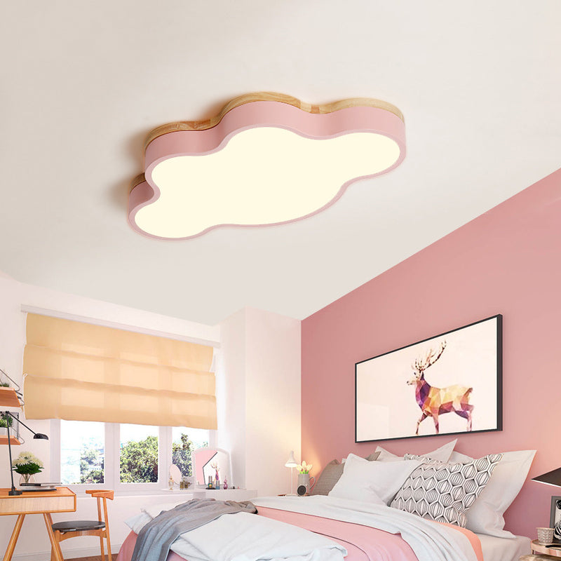 Cloud Led Flush Light With Acrylic Shade For Babys Room Pink