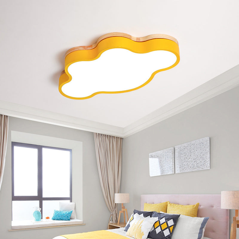 Cloud Led Flush Light With Acrylic Shade For Babys Room Yellow